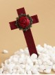 Gothic Wine Red Rose Cross Vampire Lolita Hairpin