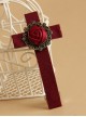 Gothic Wine Red Rose Cross Vampire Lolita Hairpin