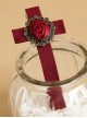 Gothic Wine Red Rose Cross Vampire Lolita Hairpin