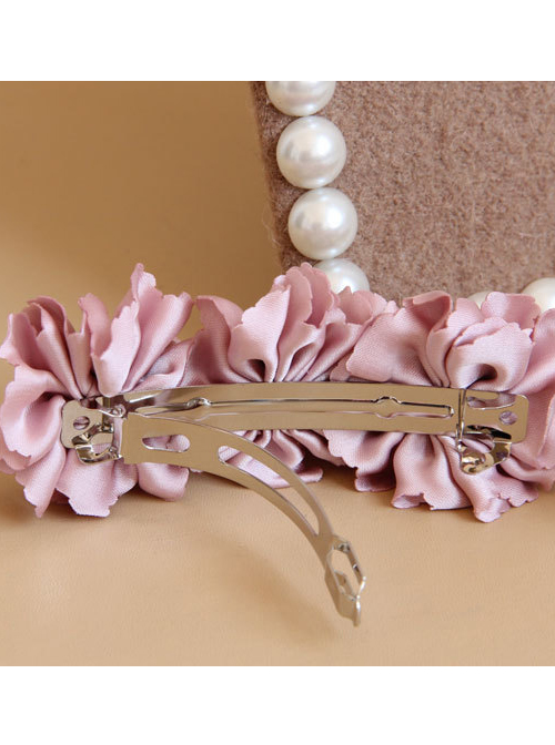 Palace Style Pink Cloth Pearl Flowers Lolita Hairpin