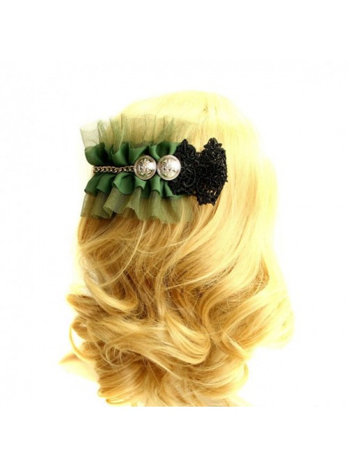 Green Lace Retro Lolita Hairpin