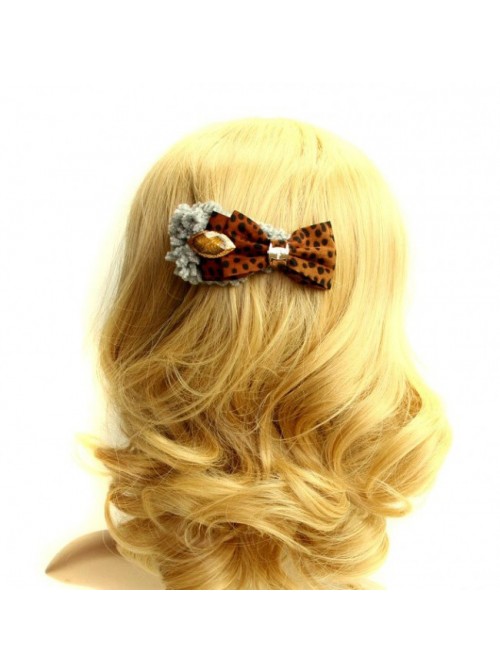 Elegant Leopard Bow Women Lolita Hairpin