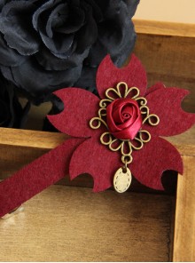 Christmas Wine Red Flower Lolita Hairpin