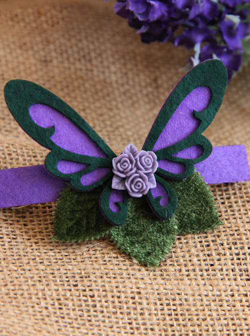 Purple Butterfly Flower Lolita Hairpin