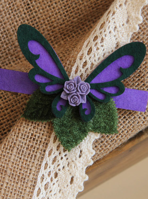 Purple Butterfly Flower Lolita Hairpin