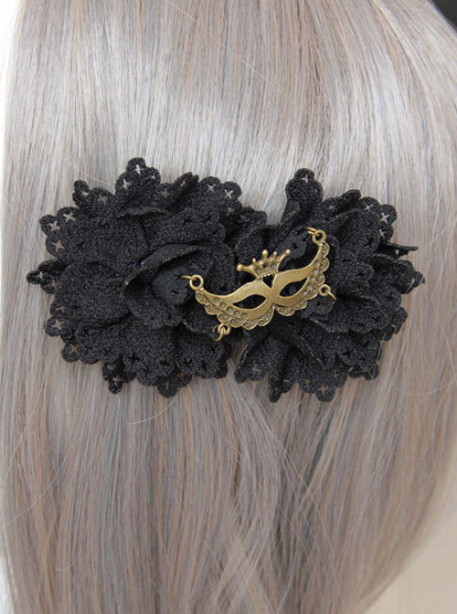 Gothic Black Lace Flower Handmade Lolita Hairpin