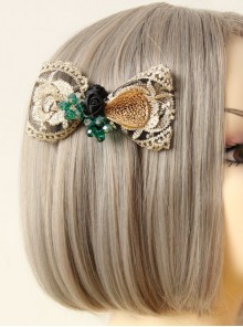 Palace Style Gorgeous Golden Lace Lolita Hairpin