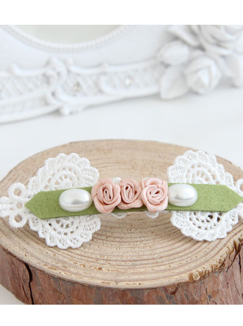 Pearl Lace Rose Girls Handmade Lolita Hairpin