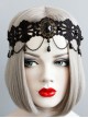 Black Lace Resin Rhinestones Pendant Lolita Headband