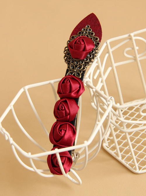 Handmade Retro Red Rose Lady Lolita Hairpin