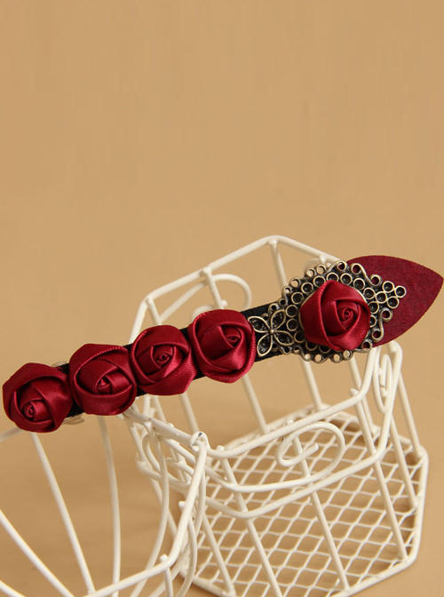 Handmade Retro Red Rose Lady Lolita Hairpin