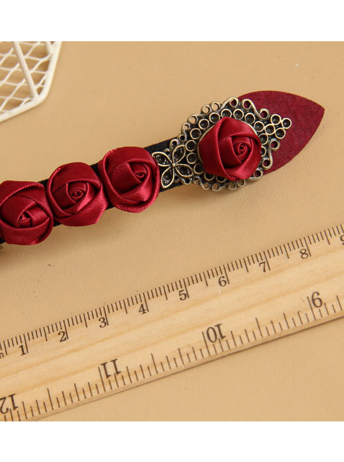 Handmade Retro Red Rose Lady Lolita Hairpin