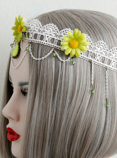 Green Small Daisy Retro Lady Handmade Lolita Headband