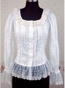 White Long Sleeves Lace Lolita Shirt