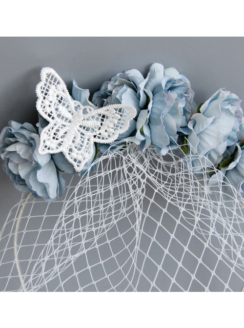 Elegance Lace Butterfly Bride White Veil Lolita Mask