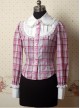 Pink Check Patten Long Sleeves Ruffle Lolita Shirt