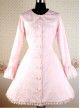 Pink Long Sleeves Round Collar Bow Lolita Coat