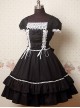 Black and White Puff Sleeves Bow Lolita Dress