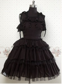 Chiffon Black Sleeveless Ruffles Lolita Dress