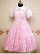 Pink and White Puff Short Sleeves Bow Lolita Dress