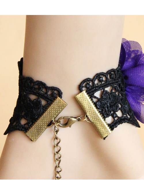 Gothic Black Lace Lolita Bracelet And Ring Set