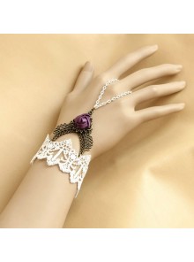 White Lace Purple Rose Lolita Wrist Strap