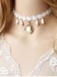 Christmas Gift Snowflake Pendant Lace Pearl Lolita Choker