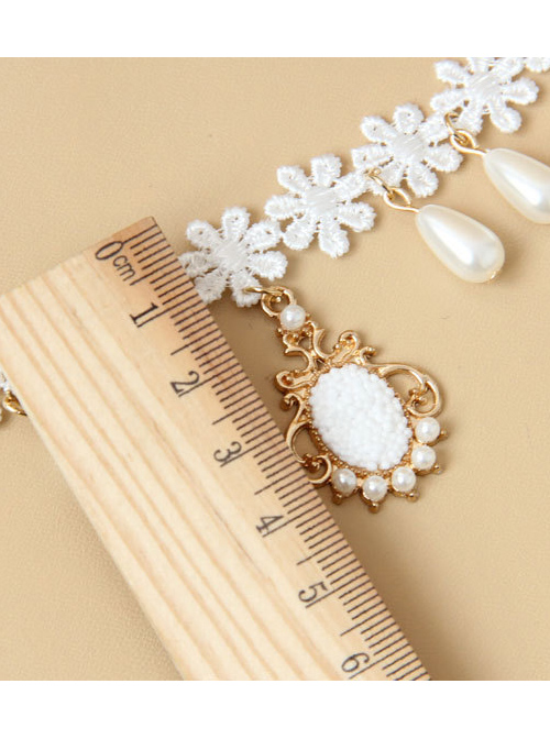 Christmas Gift Snowflake Pendant Lace Pearl Lolita Choker