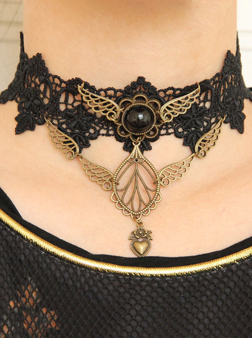 Retro Palace Black Lace Lady Lolita Necklace