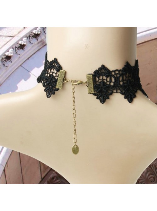 Retro Gothic Black Lace Queen Lolita Necklace