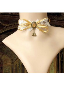 White Lace Yellow Bowknot Girls Lolita Choker