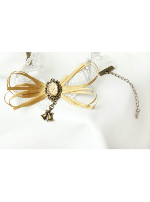 White Lace Yellow Bowknot Girls Lolita Choker