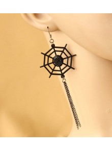 Handmade Retro Black Cobweb Lolita Earrings