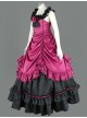 Sleeveless Pink And Black Floral Double-Layer Cotton Lolita Prom Dress