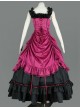 Sleeveless Pink And Black Floral Double-Layer Cotton Lolita Prom Dress