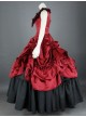 Sleeveless Red And Black Floral Double-Layer Cotton Lolita Prom Dress