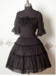 Chiffon Black Puff Sleeves Bow Ruffle Lolita Dress