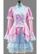 Pink And White Long Sleeves Lace Trim Cotton Sweet Lolita Dress