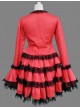 Red Long Sleeves Lace Trim Cotton Girls Sweet Lolita Dress