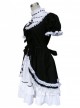 Black And White Short Sleeves Bow Cotton Gothic Lolita Dress