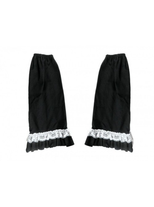 Black And White Short Sleeves Bow Cotton Gothic Lolita Dress