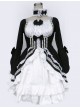 Black And White Long Sleeves Bow Cotton Gothic Lolita Dress