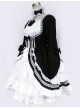 Black And White Long Sleeves Bow Cotton Gothic Lolita Dress