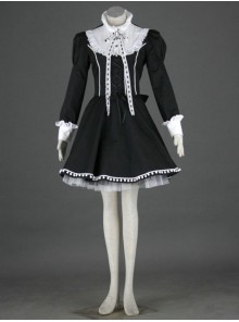 Black Charming Long Sleeves Cotton Gothic Lolita Dress