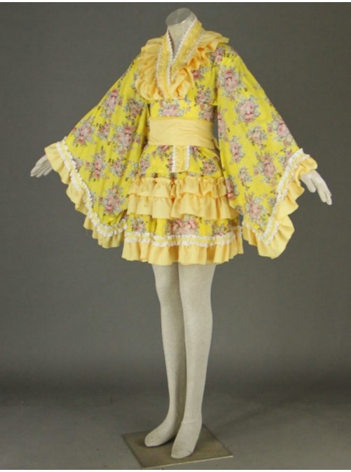 Yellow Beautiful Long Sleeves Cotton Sweet Lolita Dress