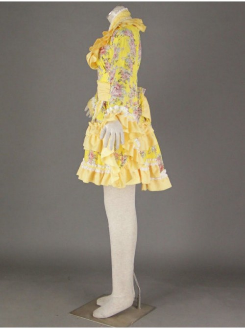 Yellow Beautiful Long Sleeves Cotton Sweet Lolita Dress