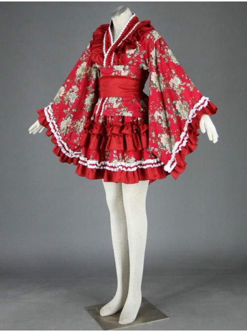 Red Beautiful Long Sleeves Cotton Sweet Lolita Dress