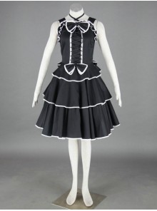 Black Sleeveless Cotton Gothic Lolita Dress