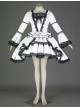 Black And White Long Sleeves Lace Trim Cotton Gothic Lolita Dress