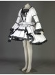 Black And White Long Sleeves Lace Trim Cotton Gothic Lolita Dress